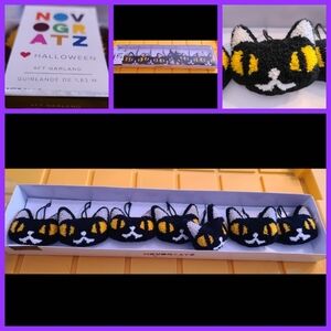 6ft Knitted Halloween Black Cat Garland By Novogratz New